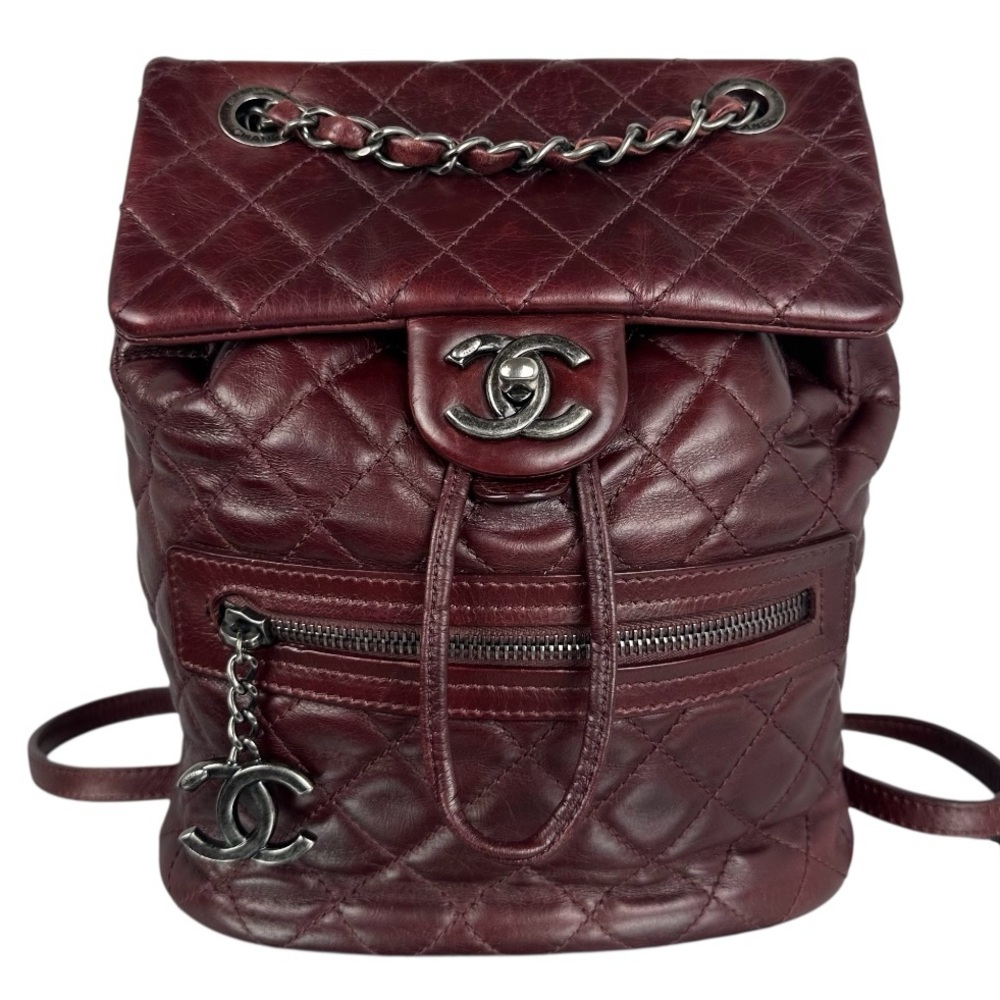 Rare CHANEL Oxblood Quilted Backpack /